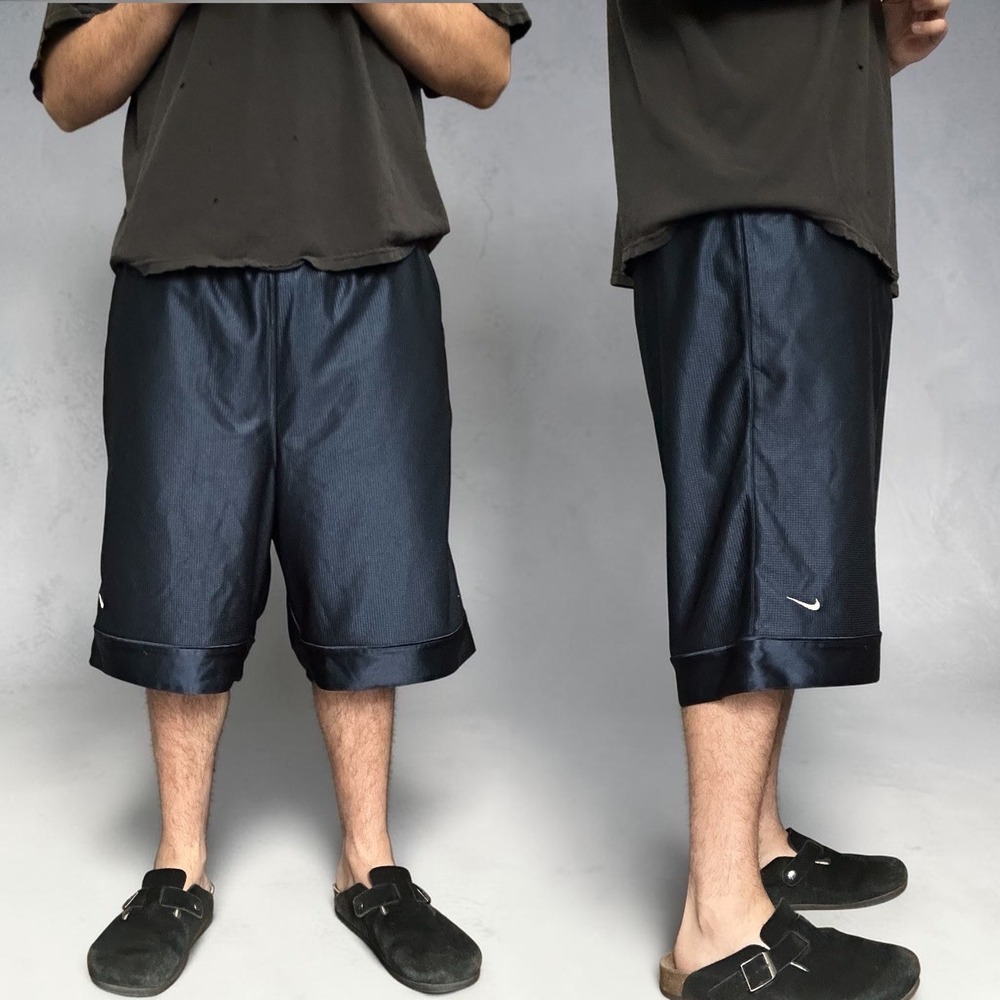 Nike Mesh Basketball Shorts Navy Blue Baggy Y2K Vintage Size Large